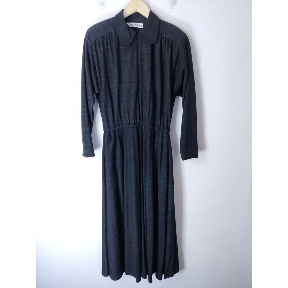 Maryann Restivo Charcoal Wool Blend Peter Pan Union Made Vintage Midi Dress 2
